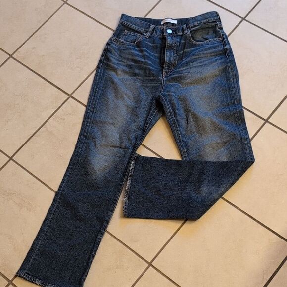 Moussy Vintage Otis Flare High Waisted Blue Denim Jeans Cropped Size 30 - Picture 2 of 14